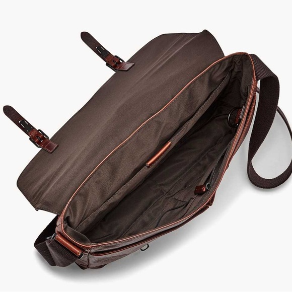 BNWOT Fossil Buckner Tan Leather Messenger Bag $268 - Picture 2 of 13